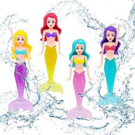 Pool Dykkersæt med 4 Dykkende Havfruer, Dykkertorpedoer, Svømme-Undervands Pool Træningslegetøj, Dykkespil, Børnegaver[D]