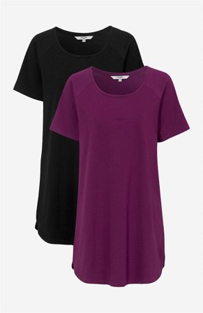 Cellbes of Sweden - Tunika i økologisk bomuld Alex 2-pack i blomme + sort til damer i størrelse 58/60