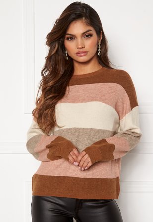 ONLY Atia L/S Stripe Pullover Knt Tortoise Shell/Strip Klær