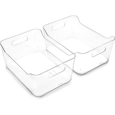 Plastoppbevaringsbokser, Store - 2 pakker | Flerbruksorganiseringsbokser | Innebygd håndtak | BPA-fri | Organisering av spiskammer | 