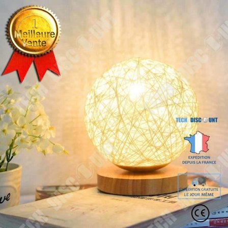 Bordslampa - TD - Kreativ LED - Handvävd lampskärm - Modern dekoration - Guld