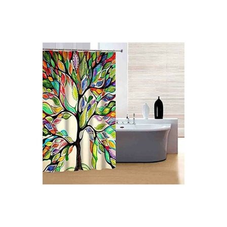 Färgglatt Duschdraperi 3D Extra Långt Vattentätt Förtjockat Badrumsinredningsset med Krokar 180 x 180 cm