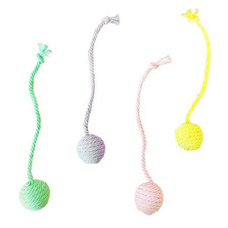4 stk. Interaktive Katteleker med Innebygd Lydstein, Myke og Komfortable, Lindrer Kjedsomhet, Bomullstauveving, Katteleke, Bomullsball