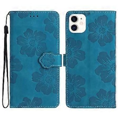 Til iPhone 11 Mobiltelefon Etui Blomster Præget PU Læder Stand Wallet Cover (Style A)