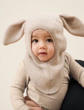 Huttelihut Balaclava Ears Wool Fleece - Beige - 2-4Y