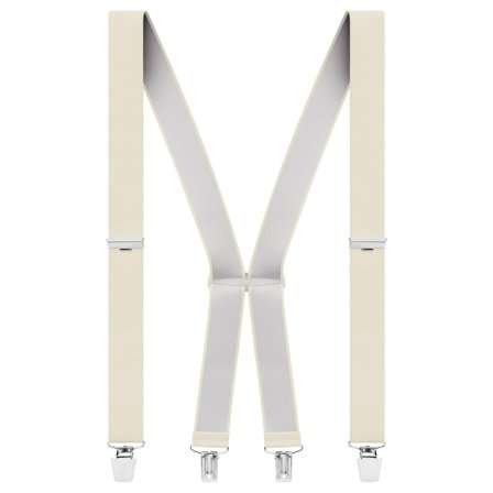 Bretelle a clip in tinta unita color avorio per uomini - Bretelle con clip