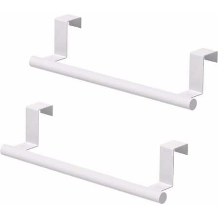 Håndklædestang over skab, køkkenhåndklædestang over skabslåge, håndklædestang i rustfrit stål til skabslåge, hvid, 2 stk.