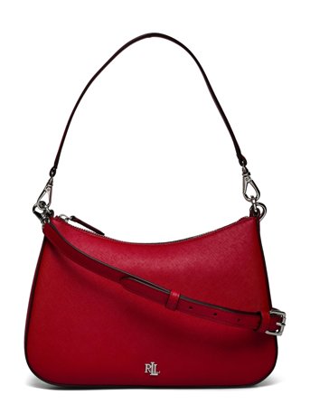 Crosshatch Leather Medium Danni Bag Red Lauren Ralph Lauren