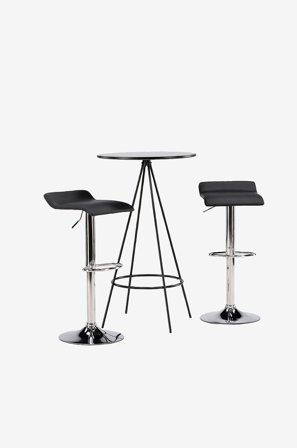 Venture Home - Spisegruppe Bistro med 2 stk. stole Jonna - Sort - Spisebordssæt 2 personer - Fra Homeroom