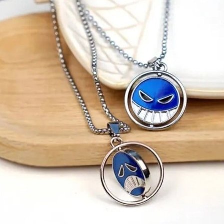 One Piece Ace Smiley Face Skull Chain Kaulakoru Anime Manga Cosplay KLB