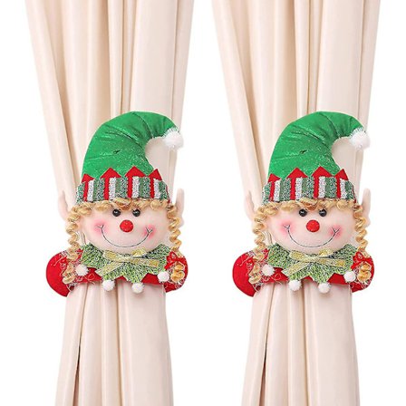 Julegardinbinder, Julegardinspænder, Vinduebåndspænder, Holder, Sød Tegneserie Soveværelse Stue Køkken Julegardin Klips C