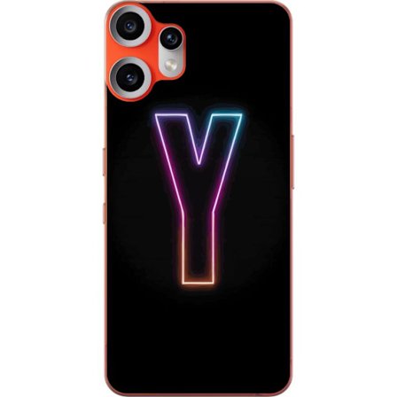 Kompatibelt Mobilskal till Nothing Nothing CMF Phone 2 Pro Minimalistisk neonbokstav Y i färgskiftande ljus mot svart bakgrund