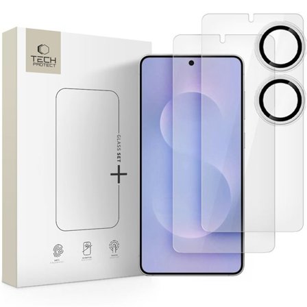 Karkaistua lasia Tech-Protect Glass Set+ 3-pack for Samsung Galaxy S25 Edge - läpinäkyvää