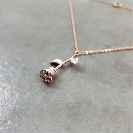 Damer bohemiska smycken gåvor Rose Gold Rose hänge halsband nyckelben kedja