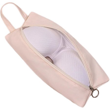 Reiseundertøysorganisator, bærbar vanntett BH-oppbevaringsveske, stor lett sokkeveske med håndtak, BH-organisator kosmetikkveske reiseveske beige