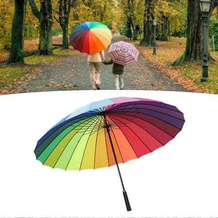 Pitkävartinen sateenvarjo, 16 ripaa, suuri tuulenpitävä vahvistettu suora sateenvarjo ulkoiluun, lahja, sateenkaari