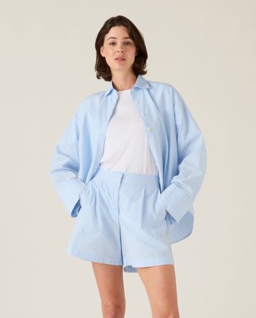 Lexington Bio-baumwoll-poplin-shorts, blau mehrfarbig gestreift