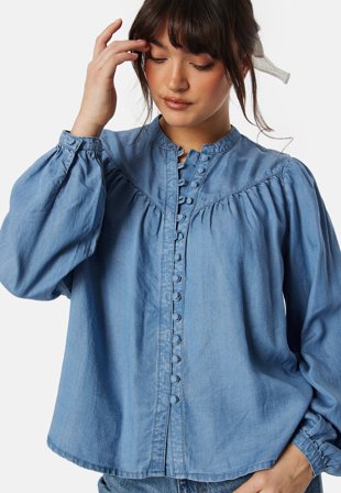 ONLY Onlaverie LS denim blouse Medium Blue Denim Klær