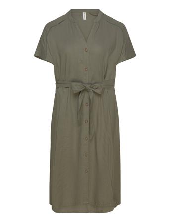 Carcaro S/S Linen Calf Shirt Dress Tlr ONLY Carmakoma Khaki