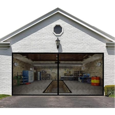 Magnetisk garageport skærm forstærket glasfiber håndfri 244x213 cm til 1 bils garage