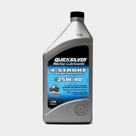 Huile minérale pour moteurs 4 temps in-bord & hors-bord Quicksilver 4-Stroke Marine Engine Oil 25W-40, pour moteurs essence & diesel, NMMA FC-W, 1 