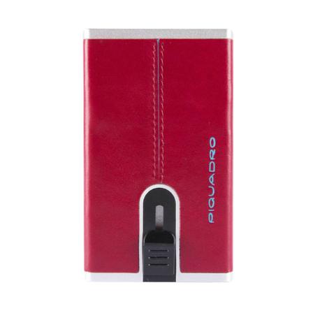Piquadro, Credit card holder with Blue Square Sliding System Czerwony, Mężczyzna, Rozmiar: ONE Size