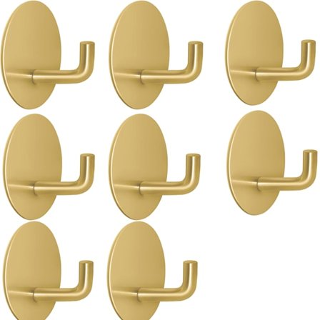 8-pak kraftige klæbekroge - 8-pak - 6,8 kg kapacitet, rustfri stål vægkroge, sømfri hængekroge til nøgler, frakker, håndklæder i
