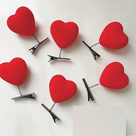 6 stk. Hjertehårspenne med fjær for Valentinsdagen, søte hårtilbehør, det beste valget for jenters gaver