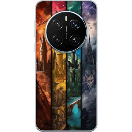 Kompatibel Mobilcover til Honor Honor Magic7 Pro Fire magiske slotte i forskellige elementfarver, episk fantasykunst med ild vand luft og mørke i det