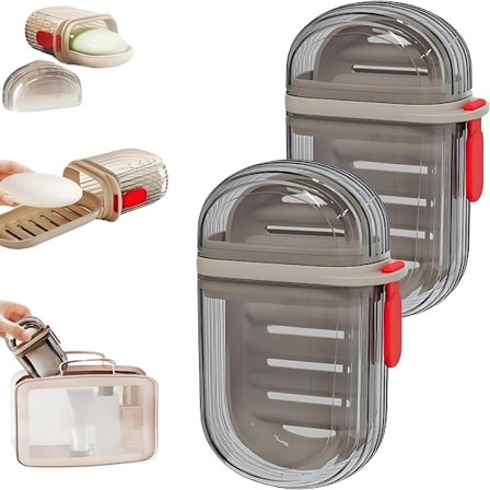 Tvålkopp för Resor, Läcksäker Tvålkopp, Portabel Tvålbox för Resor, Camping, Badrum, Dusch, Gym, 2-pack