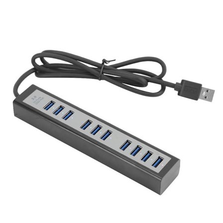 DC5V 10 Port USB Hub USB3.0 Splitter Adapter Sort til KLB