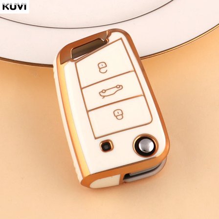 ABS-hiilikuituinen auton avaimen kotelo VW Volkswagen Golf 7 MK7 Tiguan MK2 SEAT Ateca Leon FR 2 Ibiza Skoda Octaviaan