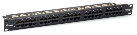 Equip CAT.3/TEL/ISDN PATCH PANEL 50PORT BLK LSA+/1U CABL