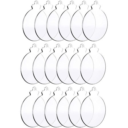 50 kpl pyöreä akryylinen joulukoriste, valkoinen läpinäkyvä akryylikoriste reiällä DIY:lle, loma