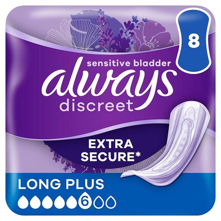 Always Discreet Inkontinensbind Long Plus 8 stk, Medicin & Pleje, Inkontinens, Inkontinens Kvinder