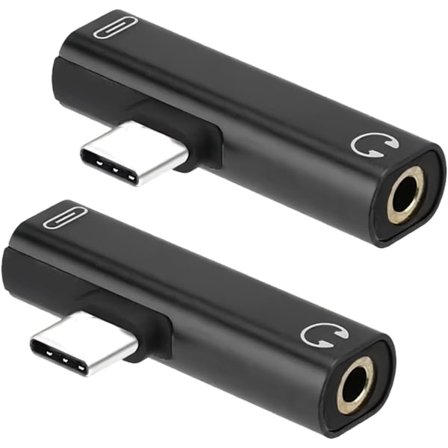 2 stk. USB C til 3,5 mm adapter USB C til Aux Dongle-kabel 2 i 1 hodetelefonkontakt Adapterkabel Adapter Mobiltelefon Hodetelefonkontakt Gjeldende 