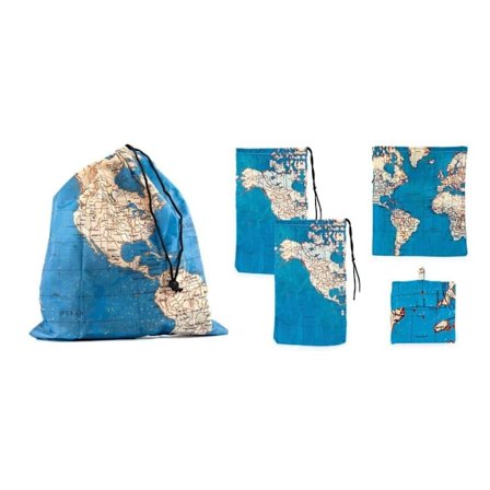 Kikkerland Travel Bags Maps - Set 4pcs.