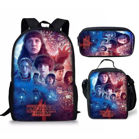 Stranger Things4 Student Skolväska Barn Unisex Ryggsäck Måltidsväska 7 Pen Bag