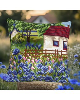 Broderikit Kudde Blåklintsfält - Collection D'Art