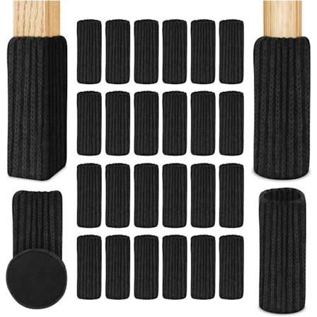 Stolebenbeskyttere, 24 stk. møbelfiltdupper, skridsikre skøjter til stole, undgå ridser og støj, sort