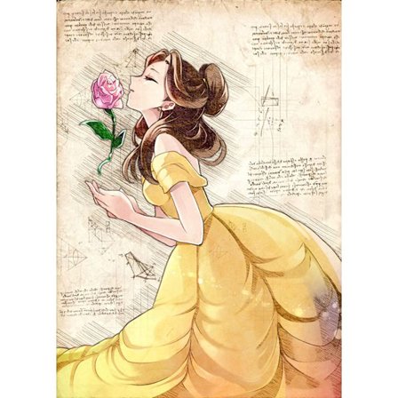 A3 Print - Disney - Beauty and the beast - Belle rose