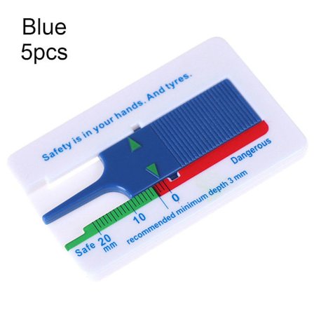 5 stk. Dybdemåler Bil Dekk Mønsterdybde Måler BLÅ
