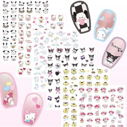 IC 6 stk 3D små neglkunst, Kawaii-tilbehør, små søte negl-klistremerker for jenter og kvinner, rosa negltilbehør, barnegler