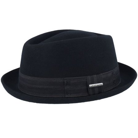 Stetson - Svart porkpie Hatt - Diamond Woolfelt Black Porkpie @ Hatstore