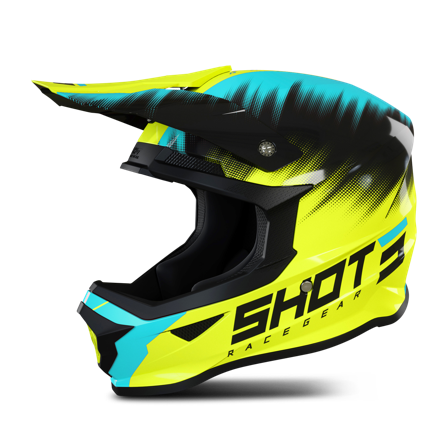Casco Cross Bambino Shot Furious Versus Turchese-Neon-Giallo M