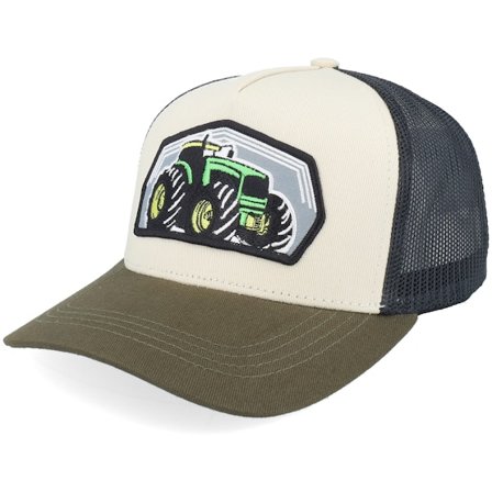 Kiddo Cap - Verde trucker Gorra - Kids Big Tractor Grey Patch Ivory/Black/Dark Mesh A-Frame Trucker @ Hatstore