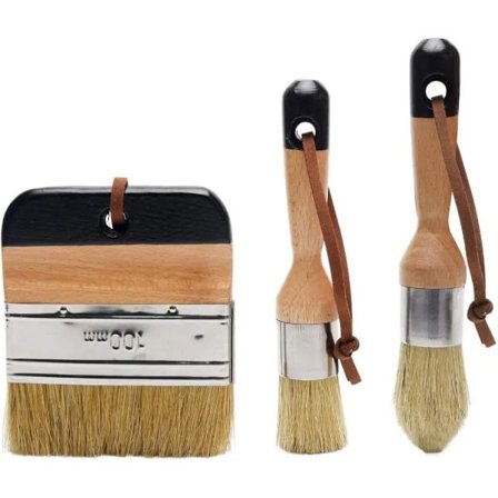Chalk Paint and Wax Brush Set 3-Pack Natural Bristle Painting and Waxing Tool Brushes
