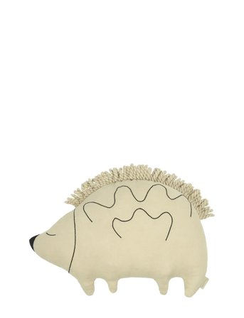 NOBODINOZ Cushion In Washed French Linen L1N0 - Enzo The Hedgehog - Cream - ONE SIZE
