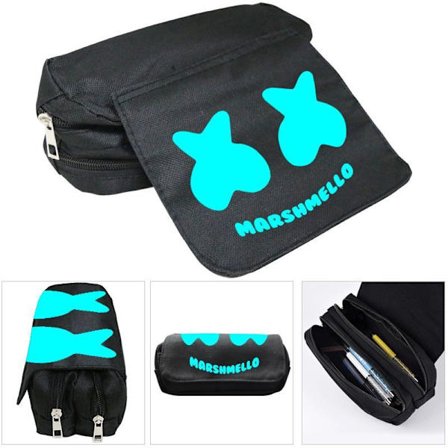 Cartoon DJ Marshmello -valokynäpussi lapsille, kaksikerroksinen kynäkotelo