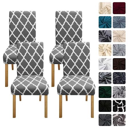 Stoltrekk Stretch Sett med 4 Trekk for Stol Print Stoltrekk Elastisk Fjernbar Vaskbar Universal Stoltrekk for Kontor Festdekorasjon